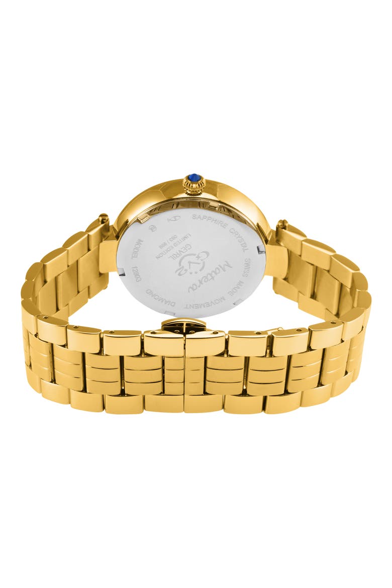 Matera Swiss Quartz White Mother of Pearl Dial Diamond Bracelet Watch, 35mm - 0.04ct., Alternate, color, GOLD