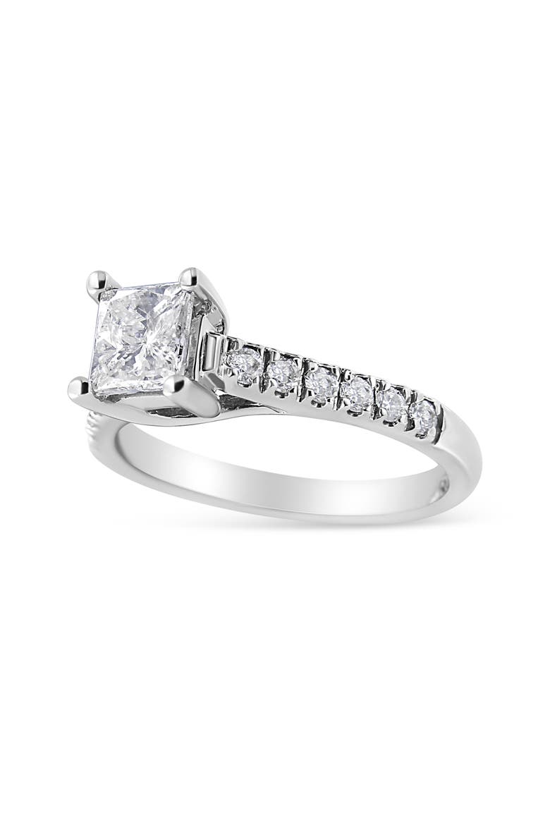 14K Gold 1 1/5 Cttw Princess Diamond Classic Engagement Ring, Alternate, color, White Gold