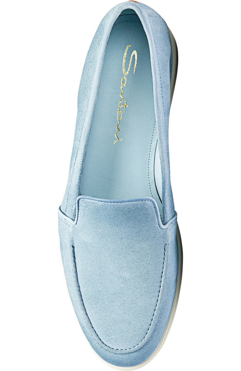 Santoni Women's Suede Loafer, Alternate, color, Light Blue