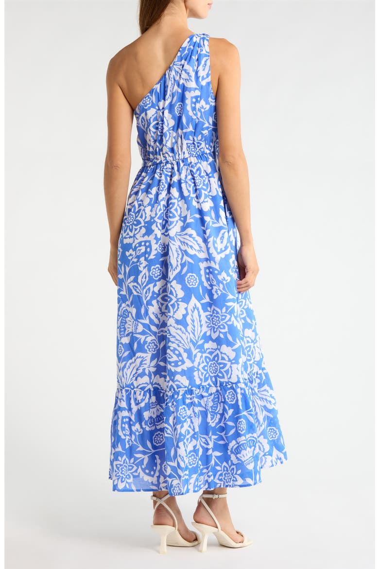 Marny Floral Print One-Shoulder Maxi Dress, Alternate, color, BLUEWHT