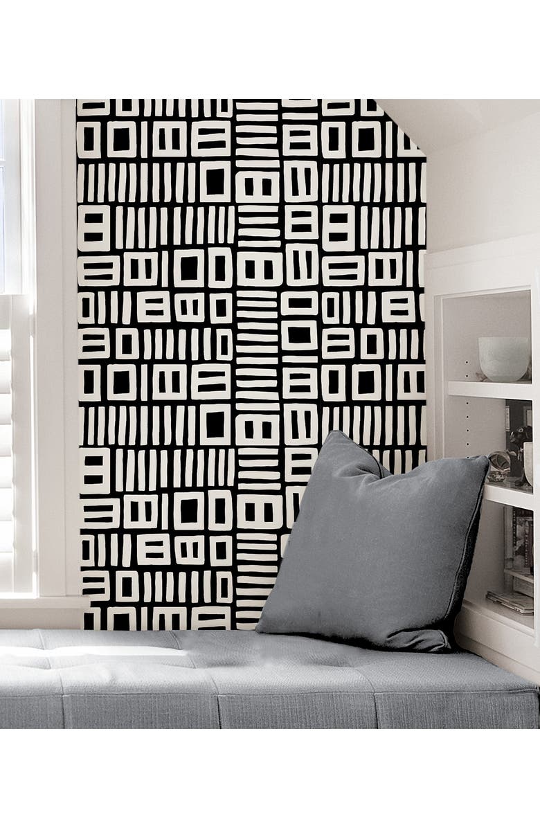 Wallpops Black Traverse Peel and Stick Wallpaper, Alternate, color, Black