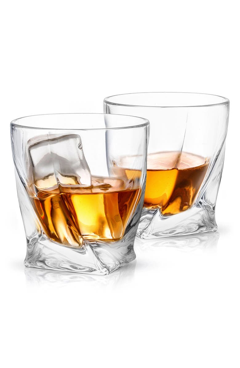 JoyJolt Set of 2 Atlas Crystal Double Old Fashioned Glasses, Alternate, color, Clear
