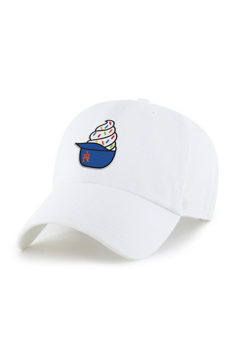 '47 Preschool '47 White New York Mets Ice Cream Helmet Clean Up Adjustable Hat, Main, color, White