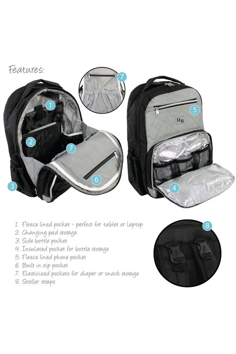 Premium Diaper Bag Backpack and Changing Pad, Alternate, color, Black Gray
