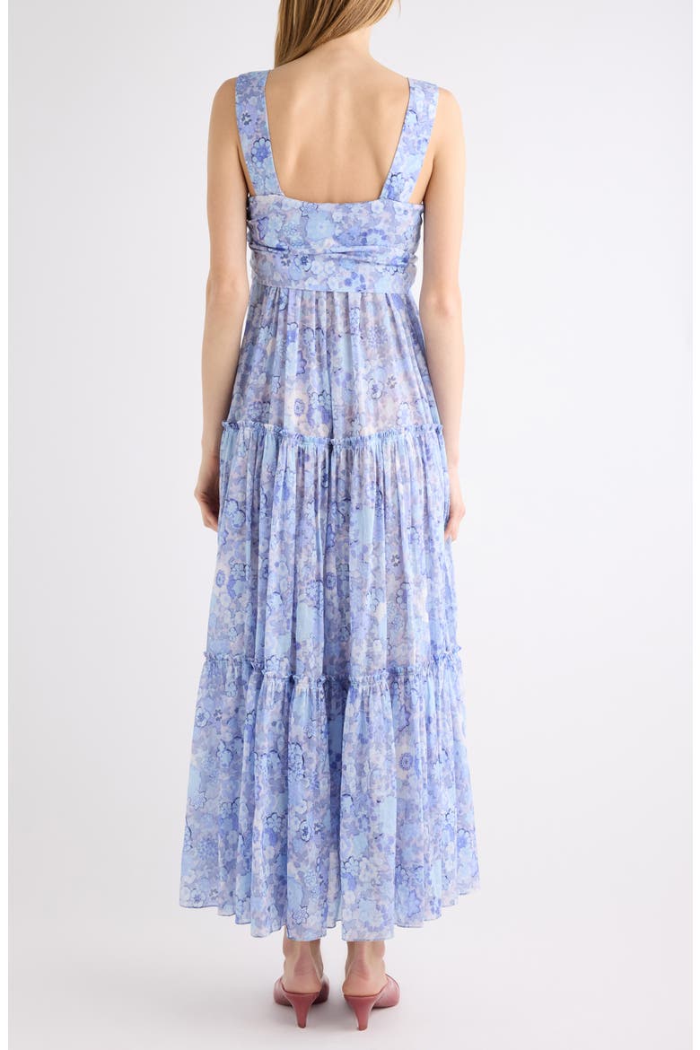 Floral Tiered Cotton Voile Maxi Dress, Alternate, color, MULTICOLOR BLUE 1