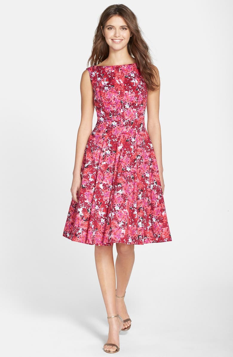 Maggy London Print Stretch Cotton Sateen Fit & Flare Dress, Alternate, color, 