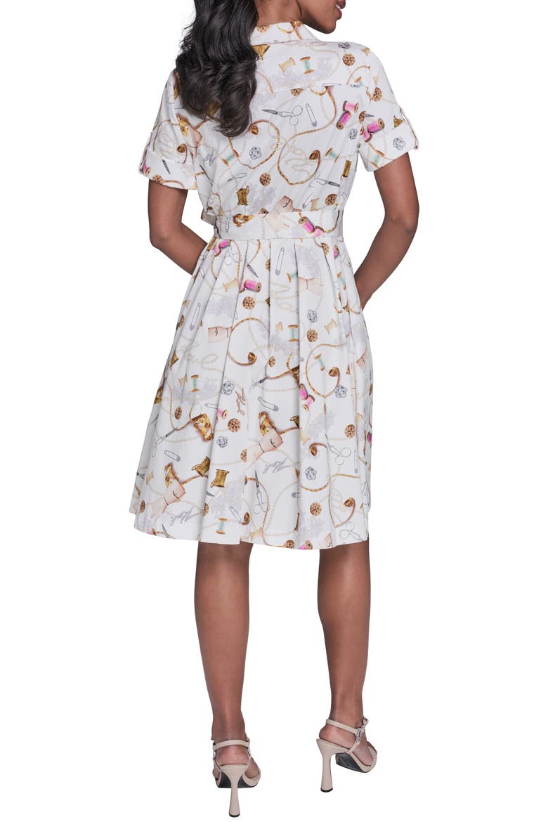Print Tie Waist Shirtdress, Alternate, color, SOFT WHITE MULTI