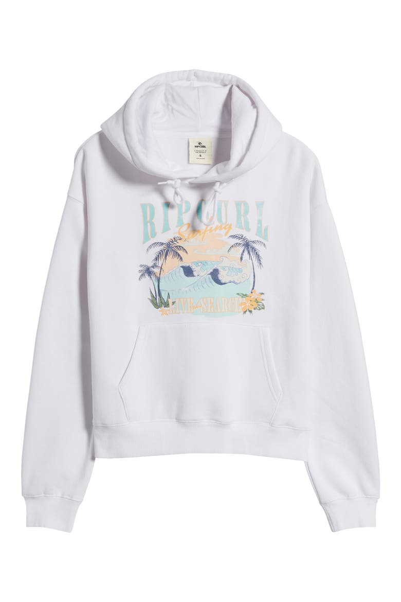 Paradise Palms Fleece Graphic Hoodie, Alternate, color, WHITE