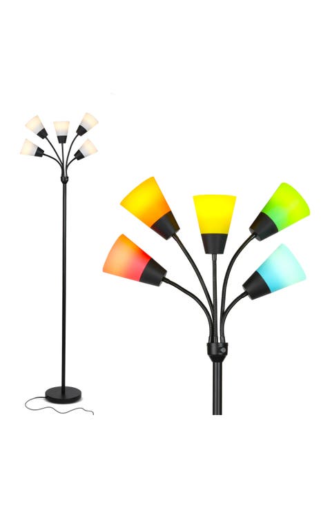 Medusa Modern 78" LED 5-Light Floor Lamp with Interchangeable Shades, Bulbs Included