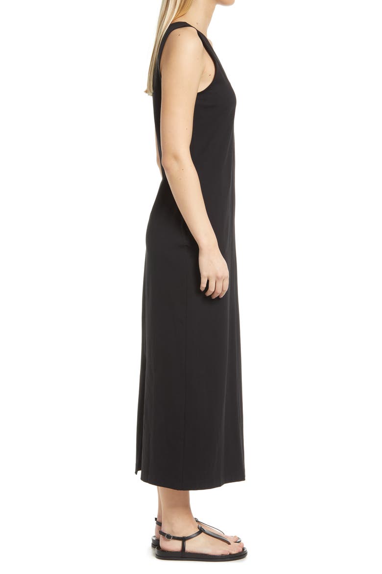 V-Neck Stretch Cotton Shift Dress, Alternate, color, BLACK