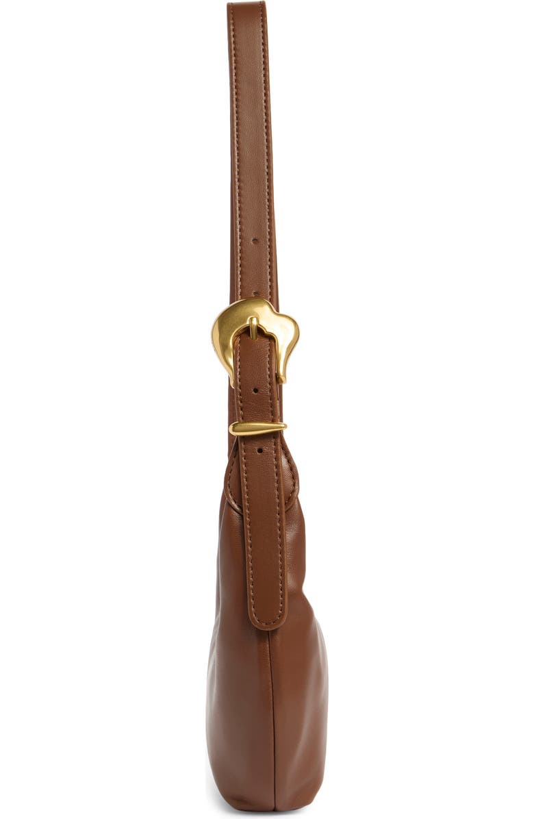 Cuyana Mini Celestia Leather Shoulder Bag, Alternate, color, Dark Chestnut