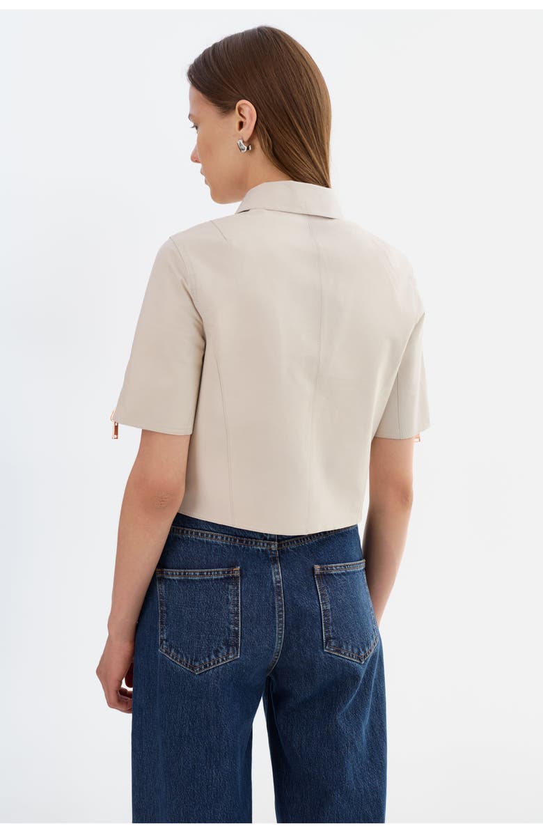 LAMARQUE SEVANA | Reversible Leather Jacket, Alternate, color, Whisper White/Rose Gold