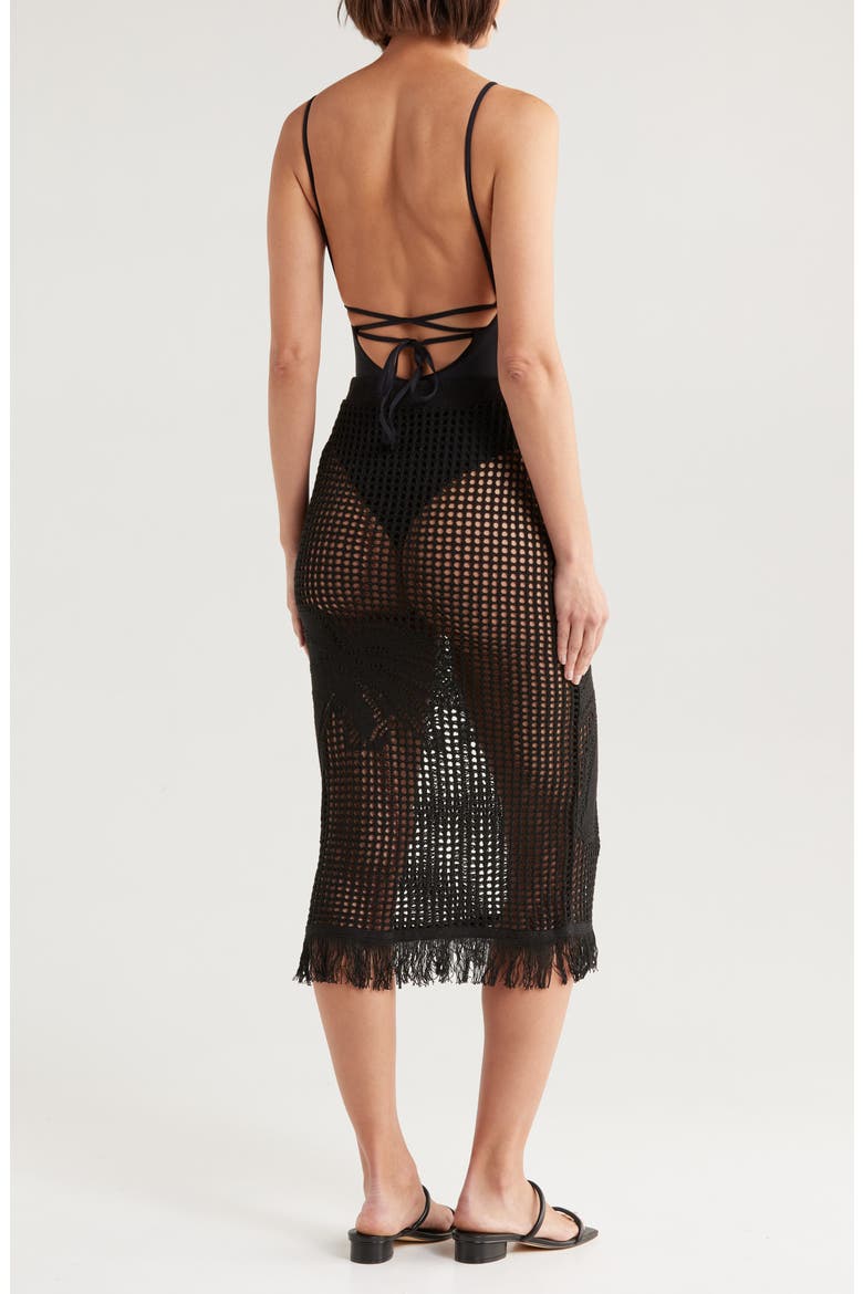 Ginger Garden Tano Sheer Cover-Up Skirt, Alternate, color, BLACK