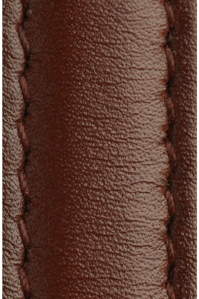 Monogram Keeper Leather Skinny Belt, Alternate, color, GINGER BREAD