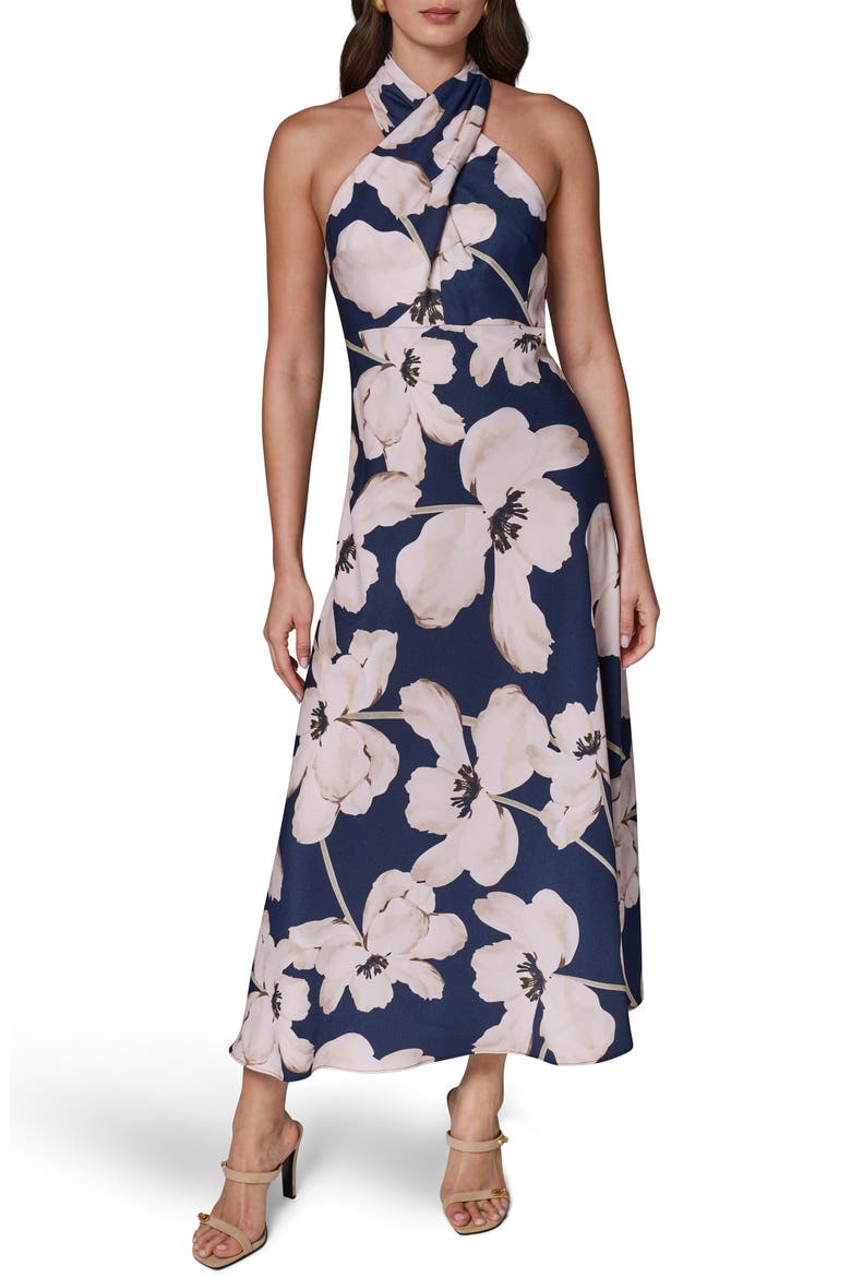 Floral Crepe Maxi Dress, Main, color, NIGHT SKY