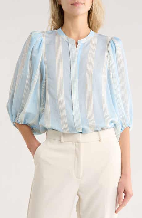 Nordstrom Stripe Balloon Sleeve Button-Up Shirt