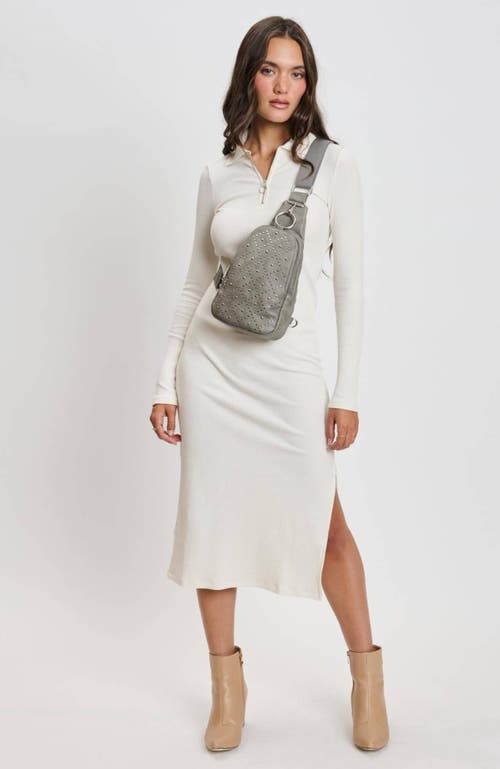 Shop Moda Luxe Regina Studded Sling Backpack In Grey