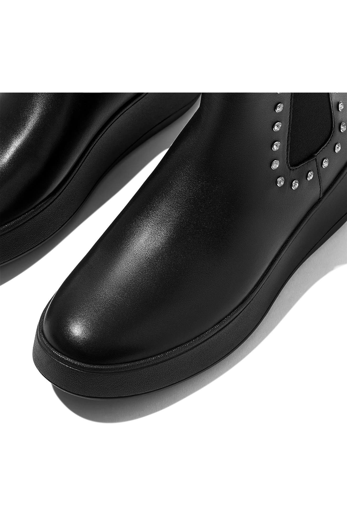 F-Mode Leather Chelsea Boot, Alternate, color, ALL BLACK
