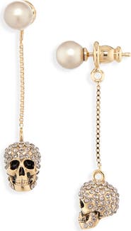 McQueen Alexander McQueen Pavé Skull Drop Earrings