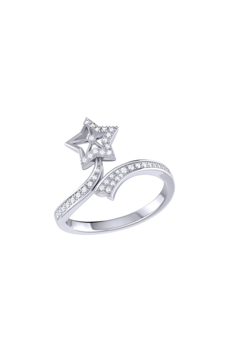 LuvMyJewelry Lucky Star Twist Sterling Silver Diamond Ring, Main, color, 
