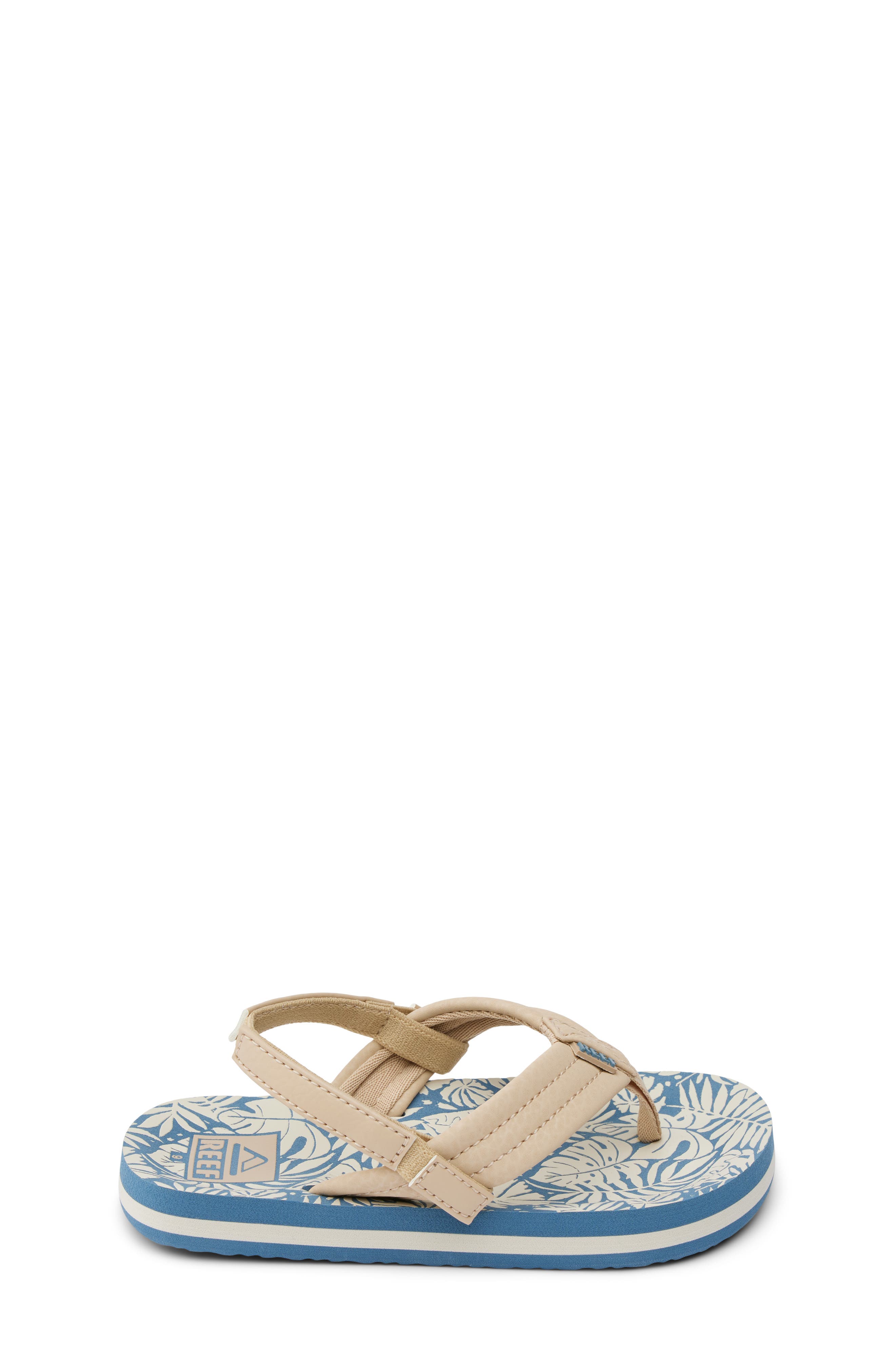Reef Kids' Little Ahi Flip Flop, Alternate, color, Blue/ Tan Palm