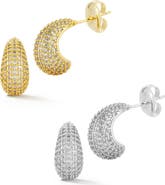 GLAZE JEWELRY Set of 2 Cubic Zirconia Hoop Earrings