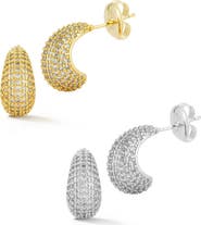 GLAZE JEWELRY Set of 2 Cubic Zirconia Hoop Earrings