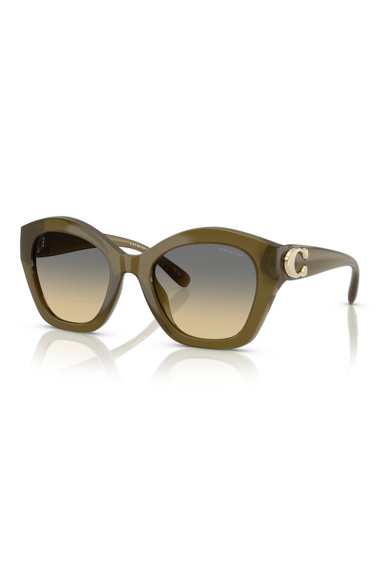 57mm Irregular Round Sunglasses, Alternate, color, MILKY OLIVE / GREY OLIVE