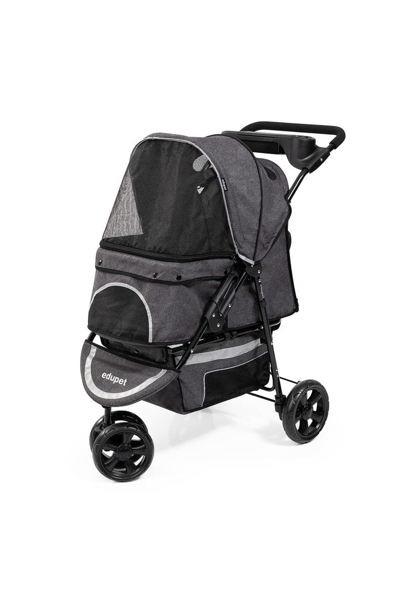 Edupet Pet Stroller in Grey & Black, 55 lb Capacity, Main, color, Multicolored