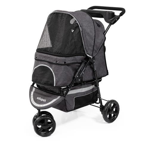 Pet Stroller in Grey & Black, 55 lb Capacity