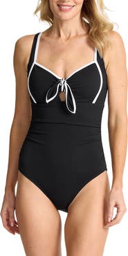 Tommy Bahama Island Cays Cabana Tie Front One-Piece Swimsuit