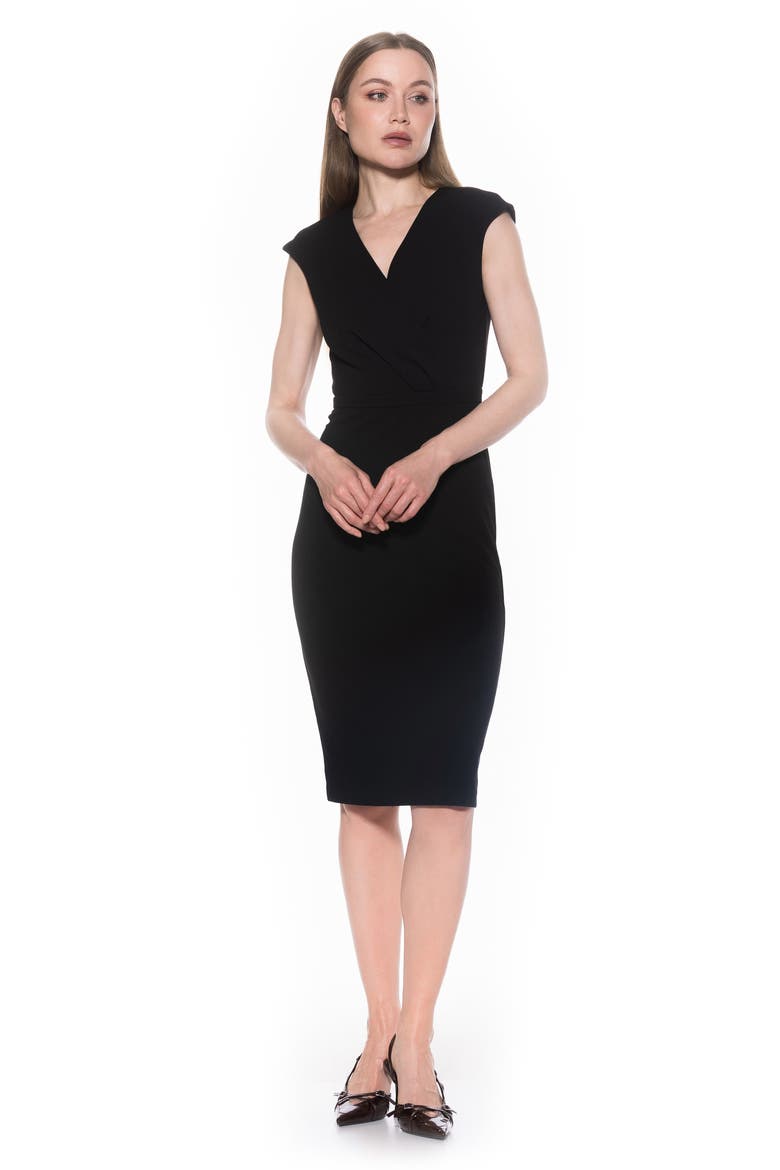 Essence Cap Sleeve Midi Sheath Dress, Alternate, color, BLACK