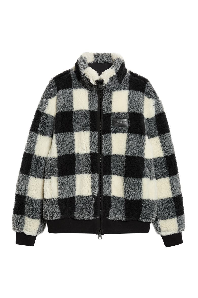 Buffalo Check Fleece Zip Jacket, Main, color, BLACK/ WHITE
