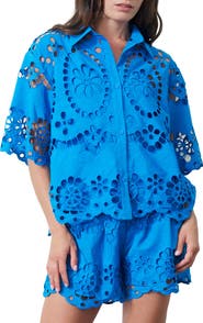 CIEBON Maiea Cotton Eyelet Button-Up Shirt