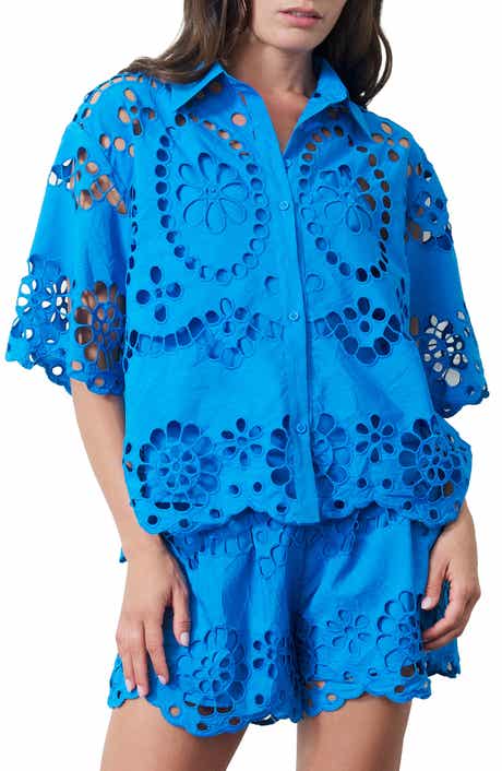 CIEBON Maiea Cotton Eyelet Button-Up Shirt