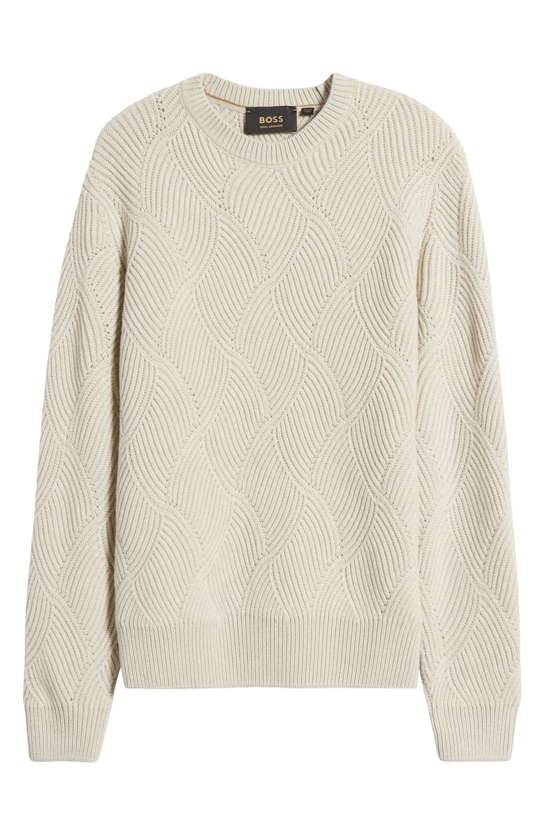 BOSS Camel Mezzo Wool & Cashmere Crewneck Sweater, Alternate, color, Light Beige