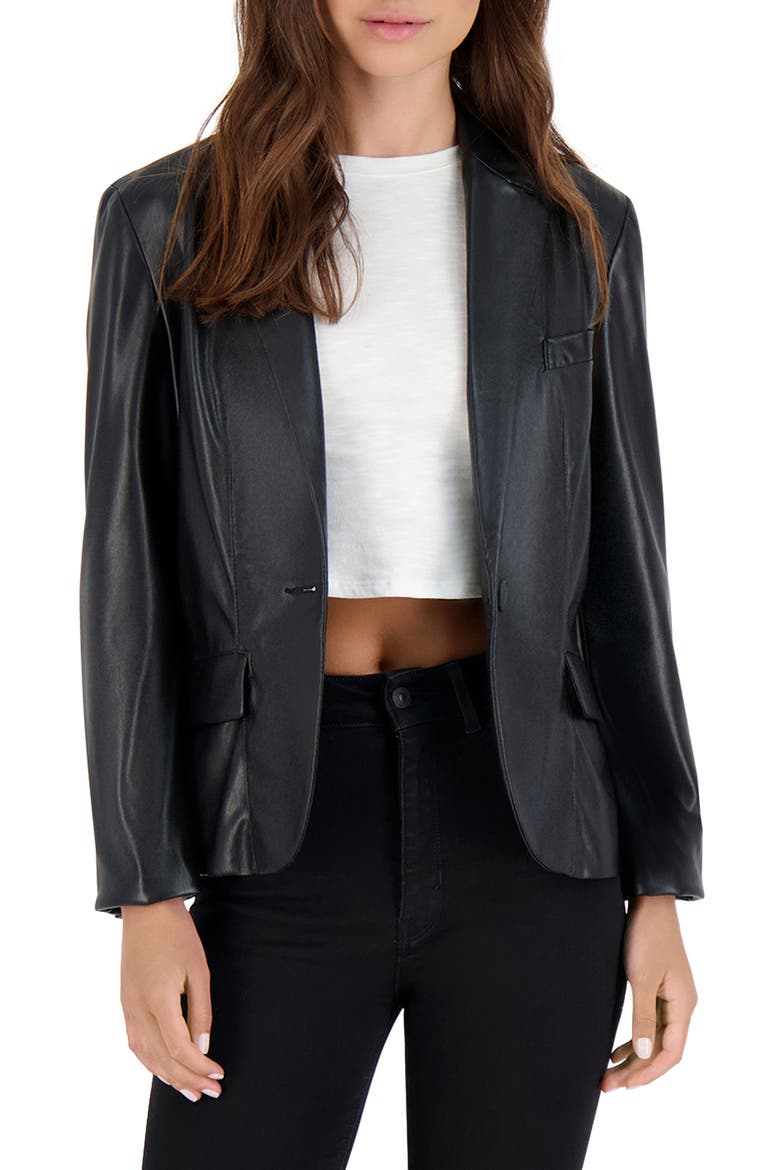 BB Dakota Serious or Not Faux Leather Blazer, Main, color, BLACK