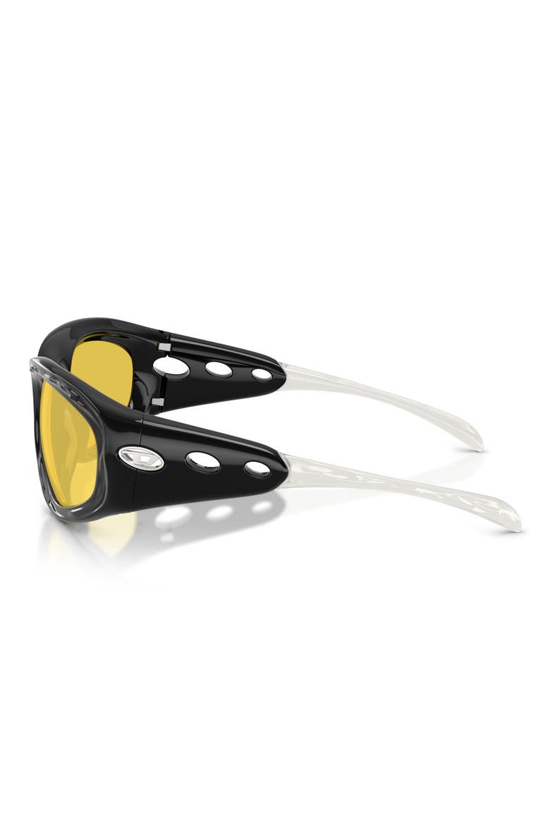 63mm Oversize PIllow Sunglasses, Alternate, color, SHINY BLACK / YELLOW MIRROR