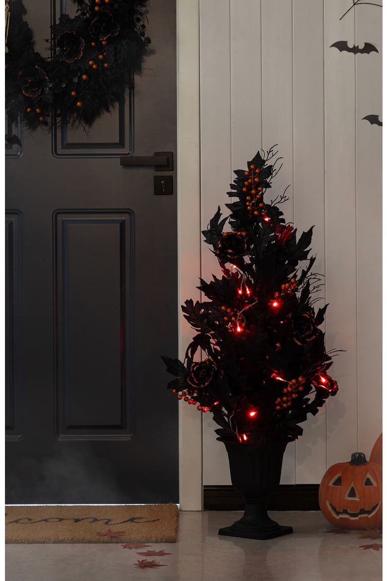 20"H Halloween Lighted Bats Table Tree Decor, Alternate, color, Black