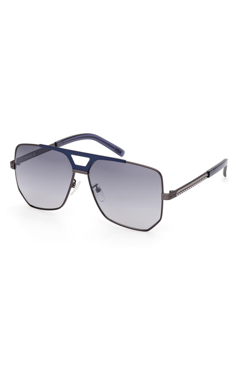 MCM 59mm Polarized Navigator Sunglasses, Alternate, color, Matte Dark Ruthenium / Gradient Smoke