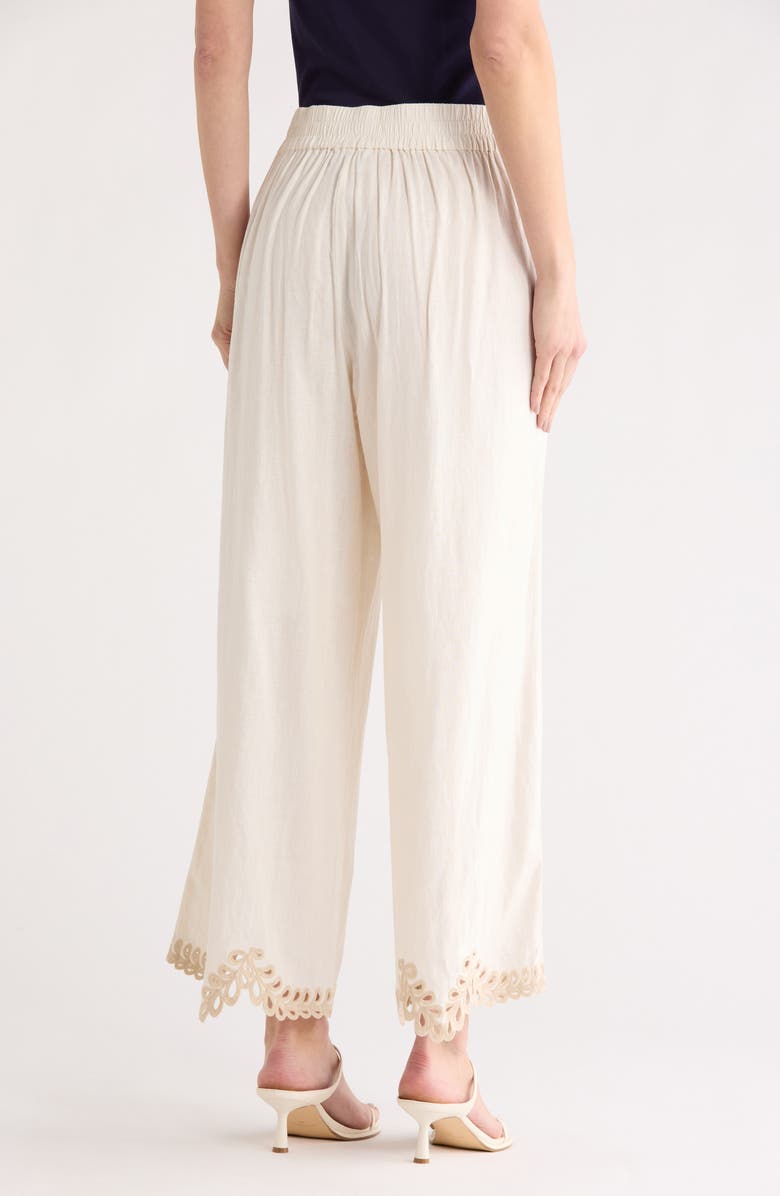 JASON WU Embroidered Hem Linen Blend Pants, Alternate, color, Natural