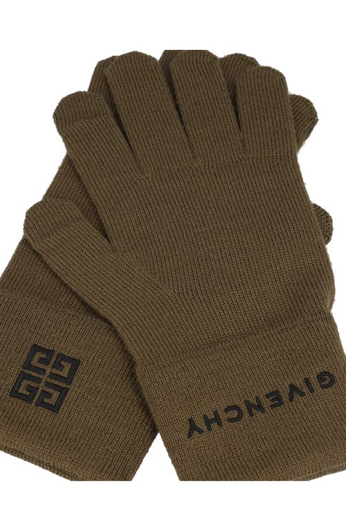 Givenchy Merino Wool Gloves In Black Khaki