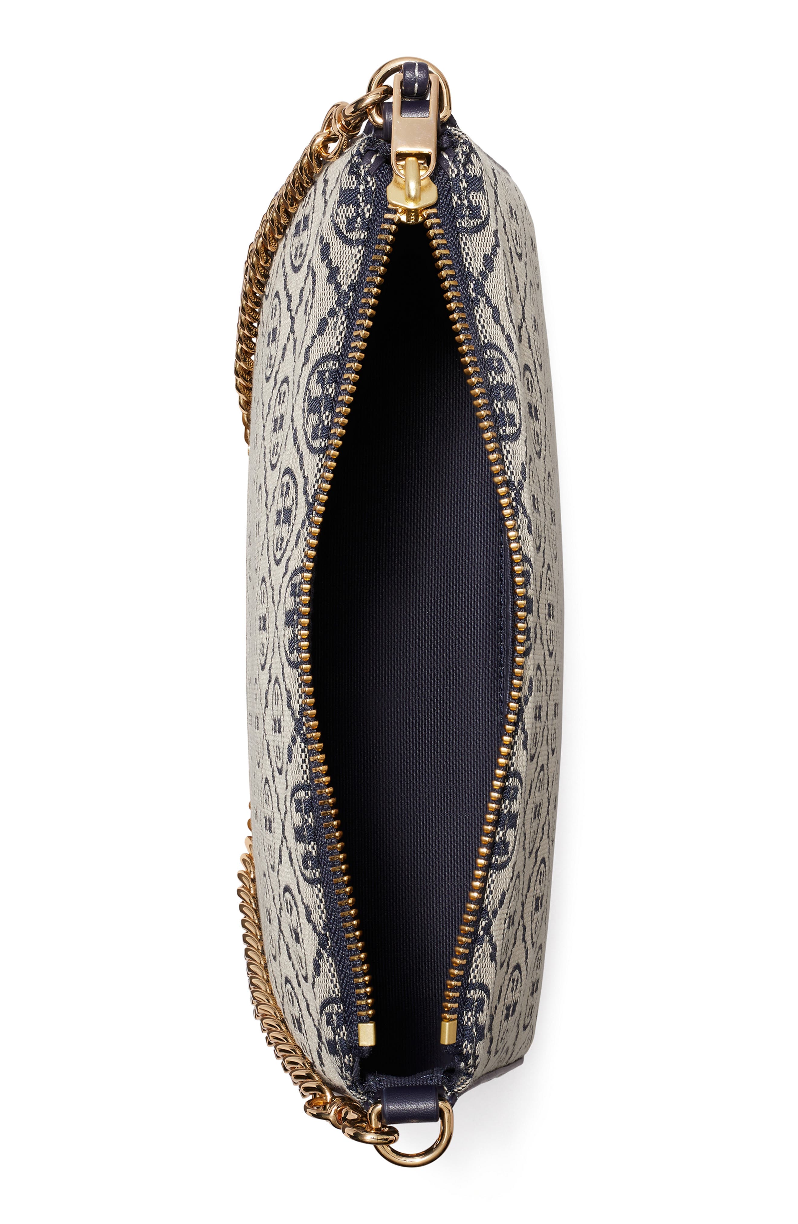 Tory Burch Small Perry T Monogram Jacquard Shoulder Bag, Alternate, color, Tory Navy