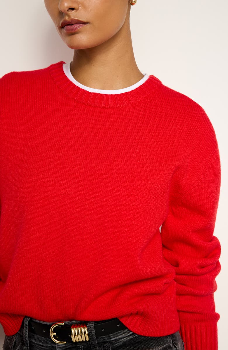 Good American Cozy Crewneck Sweater, Alternate, color, Grenadine003