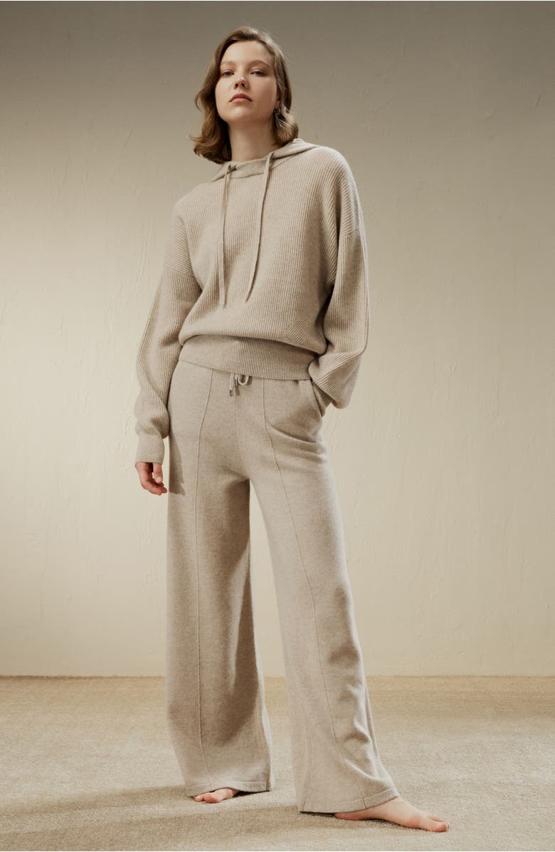 Lilysilk Fluid Cashmere Sweatpants, Alternate, color, Beige