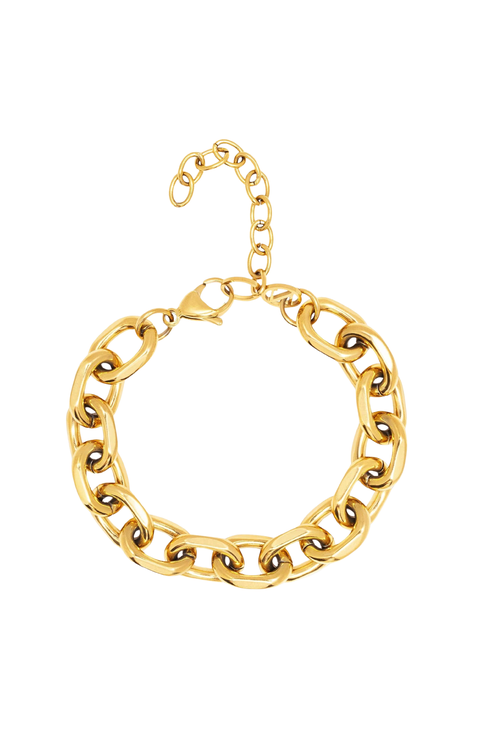 Gold Round Cable Chain Bracelet