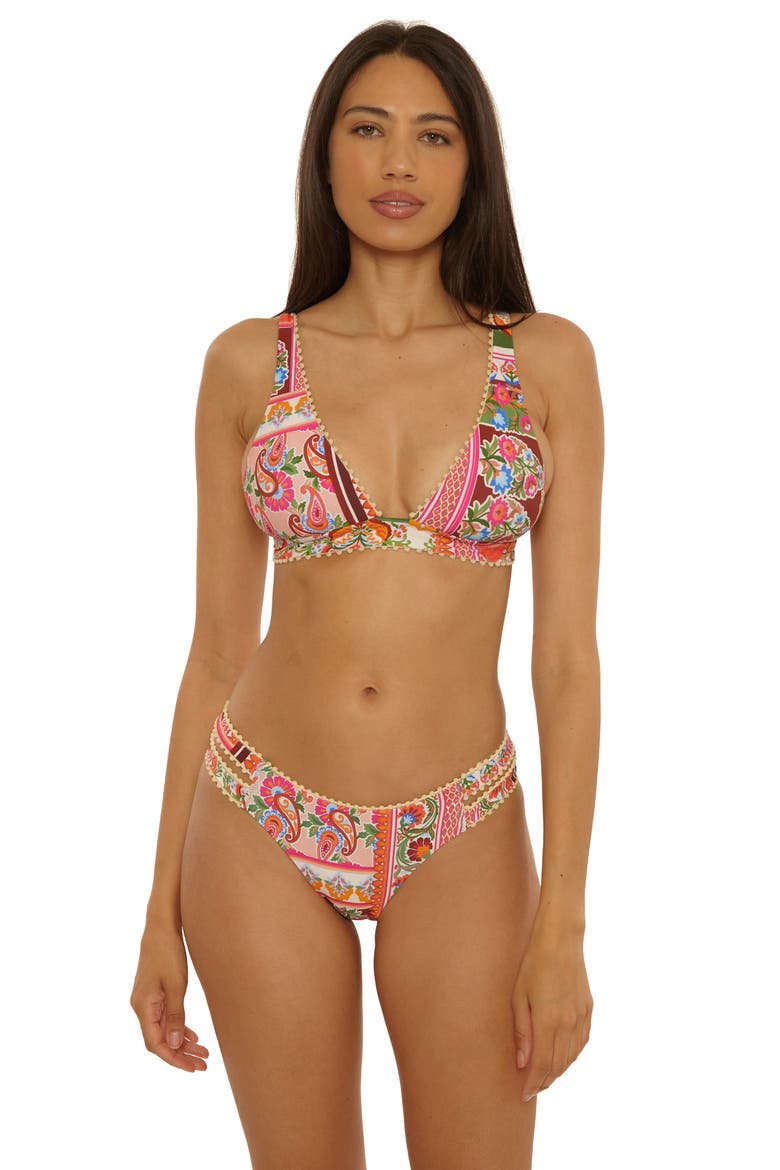 Verona Triangle Bikini Top, Alternate, color, PINK MULTI