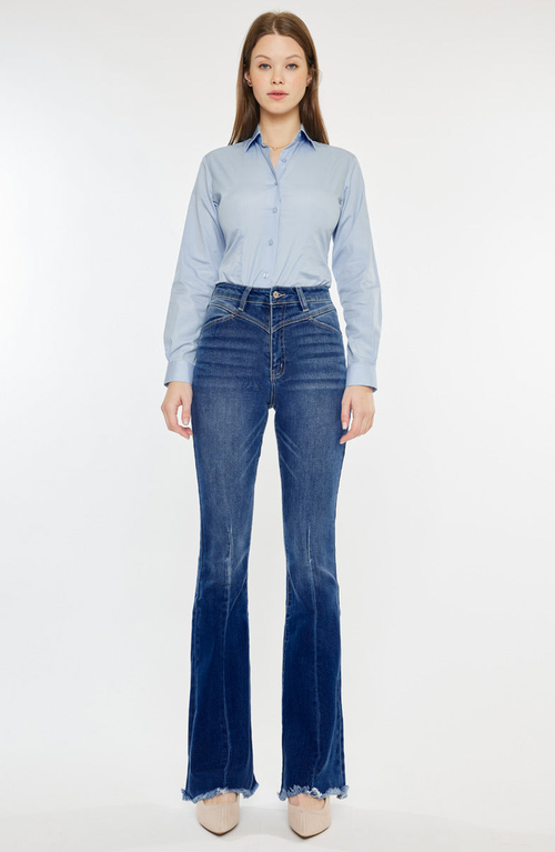 Kancan Ashton High Rise Flare Jeans In Blue