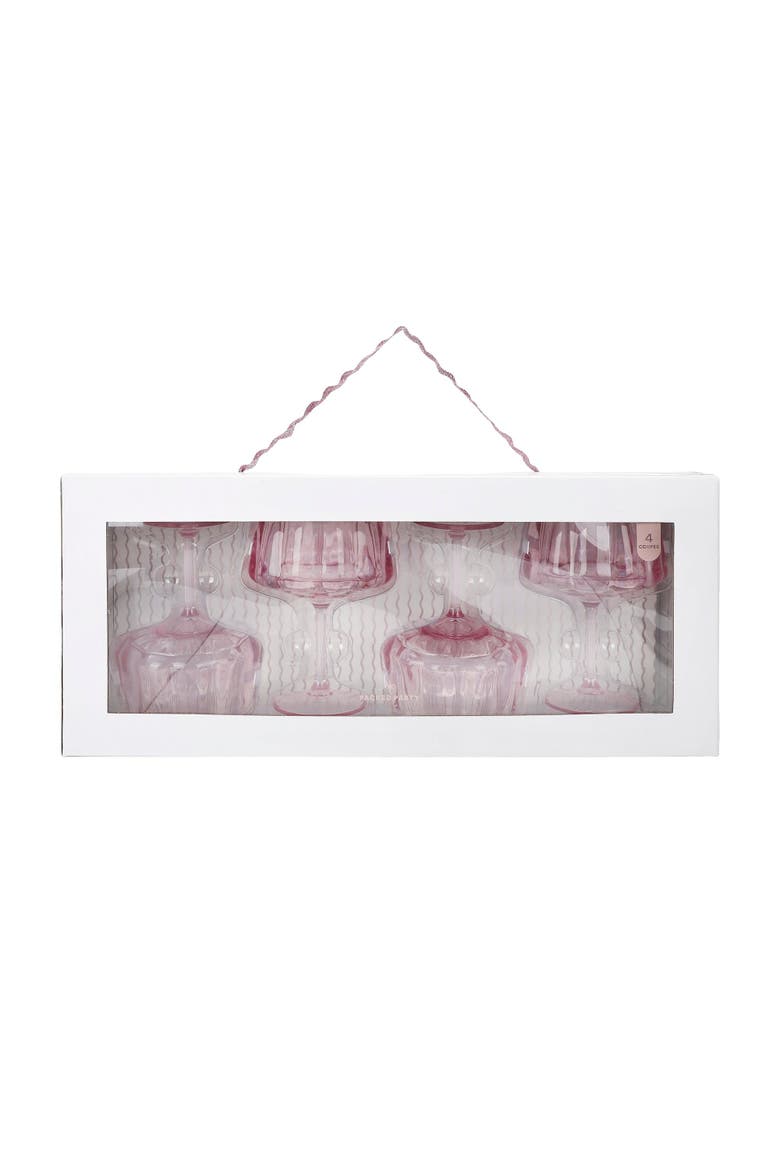 Pink Blush Coupe Glasses Set of 4, Alternate, color, Pink