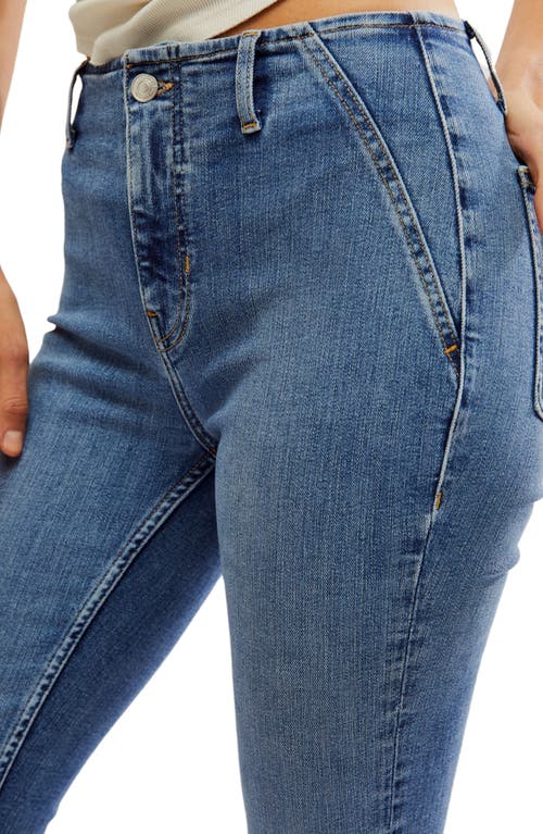 Free People Level Up Slit Bootcut Jeans In Sunburst Blue